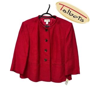 NWT Vintage 90's Red TALBOTS Tweed Blazer Size 14 Woman Petites
